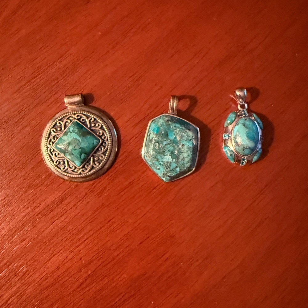 Turquoise Stone Pendant Trio